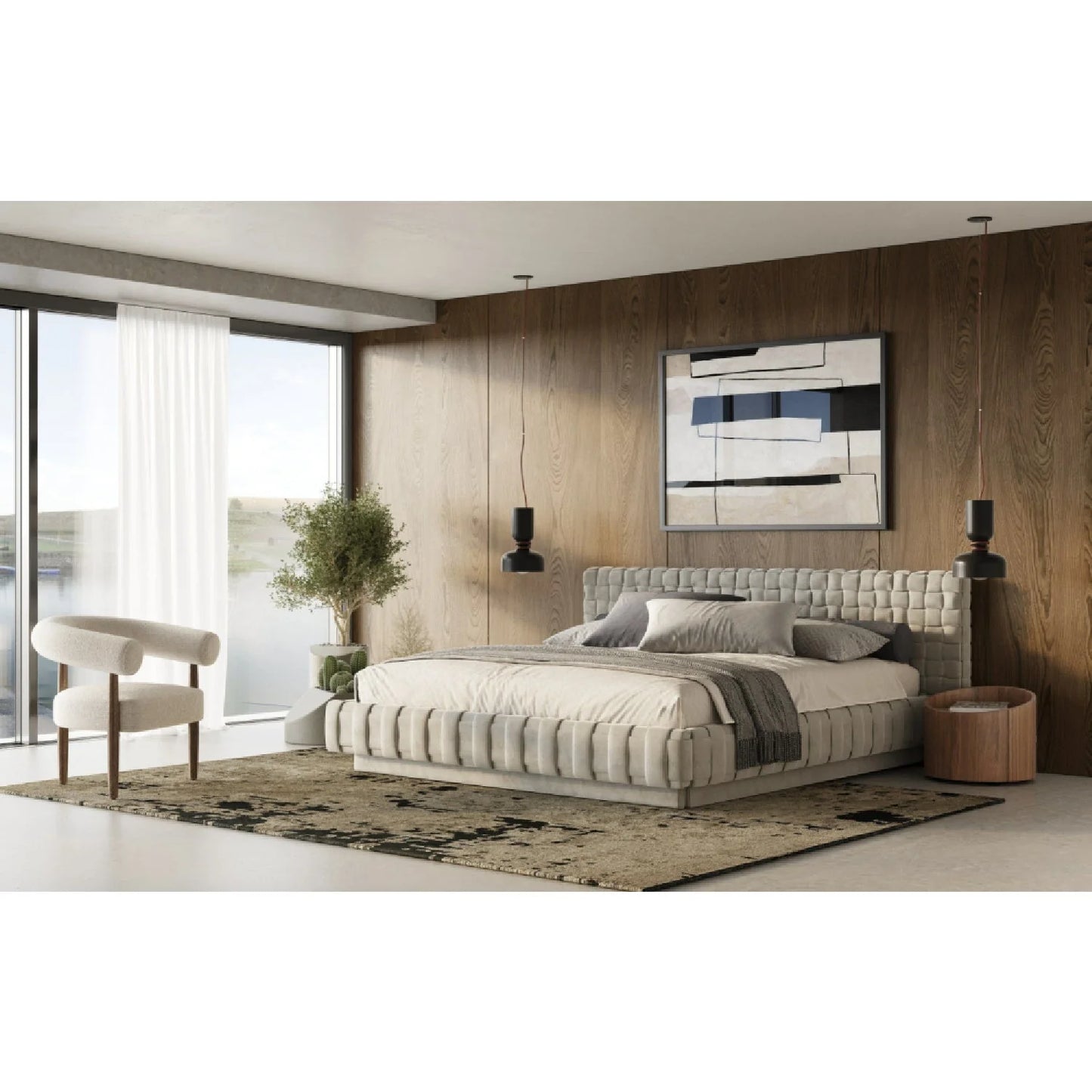 Luxury Modern Gray Velvet Bed European Style for Villa