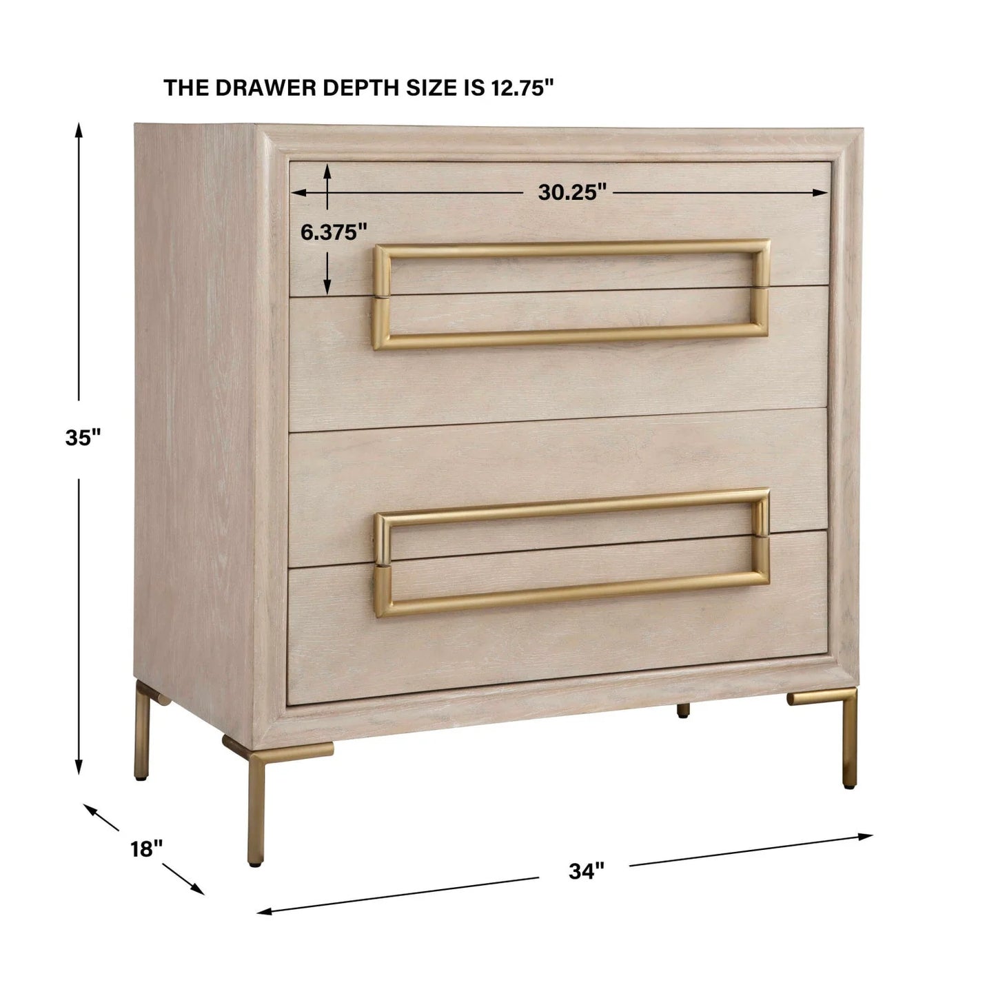 Luxury Modern Light Oak 4-Drawer Accent Chest European Style for Villa