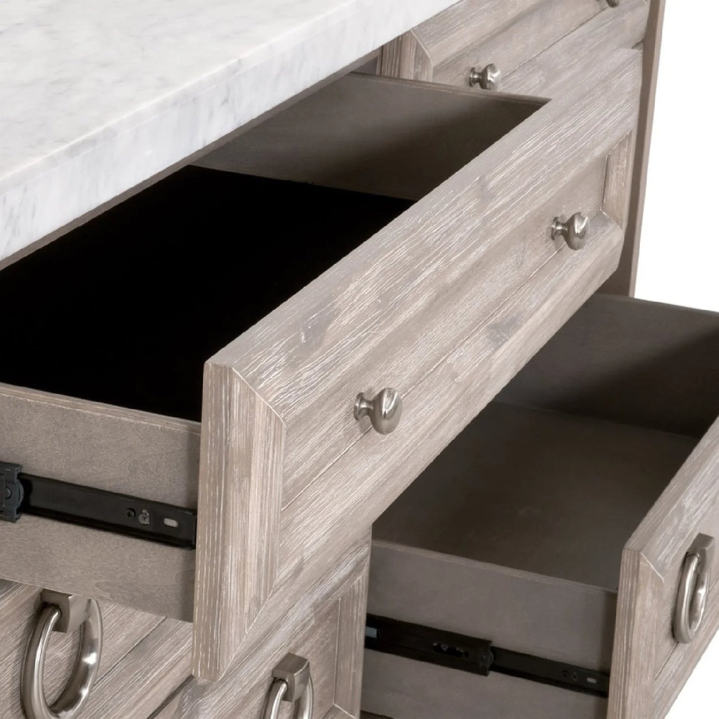 Luxury Modern Marble Acacia 6-Drawer Dresser European Style for Villa