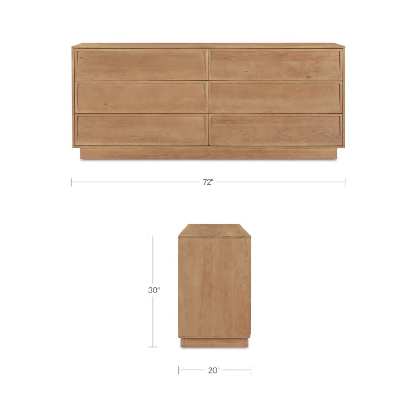 Luxury Modern Natural Hardwood Six Drawer Dresser European Style for Villa