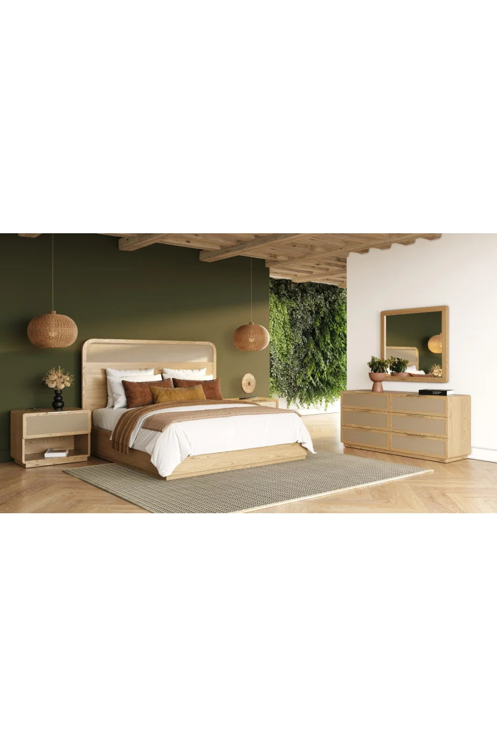 Luxury Modern Natural Rattan 6-Drawer Dresser European Style for Villa