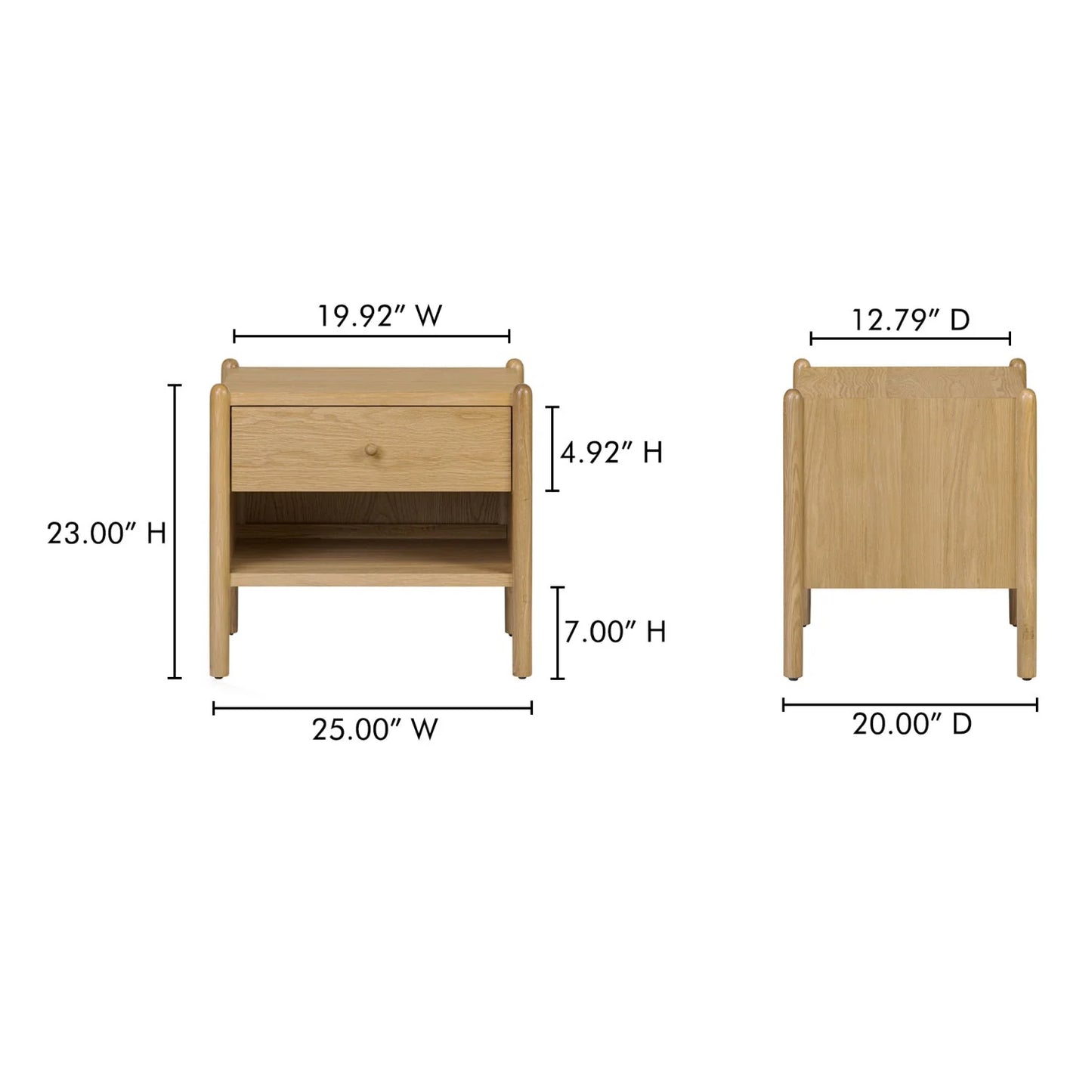 Luxury Modern Oak Veneer 1-Drawer Nightstand European Style for Villa