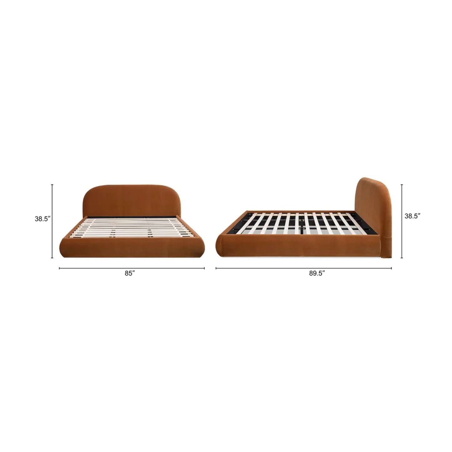 Luxury Modern Orange Velvet King Bed European Style for Villa