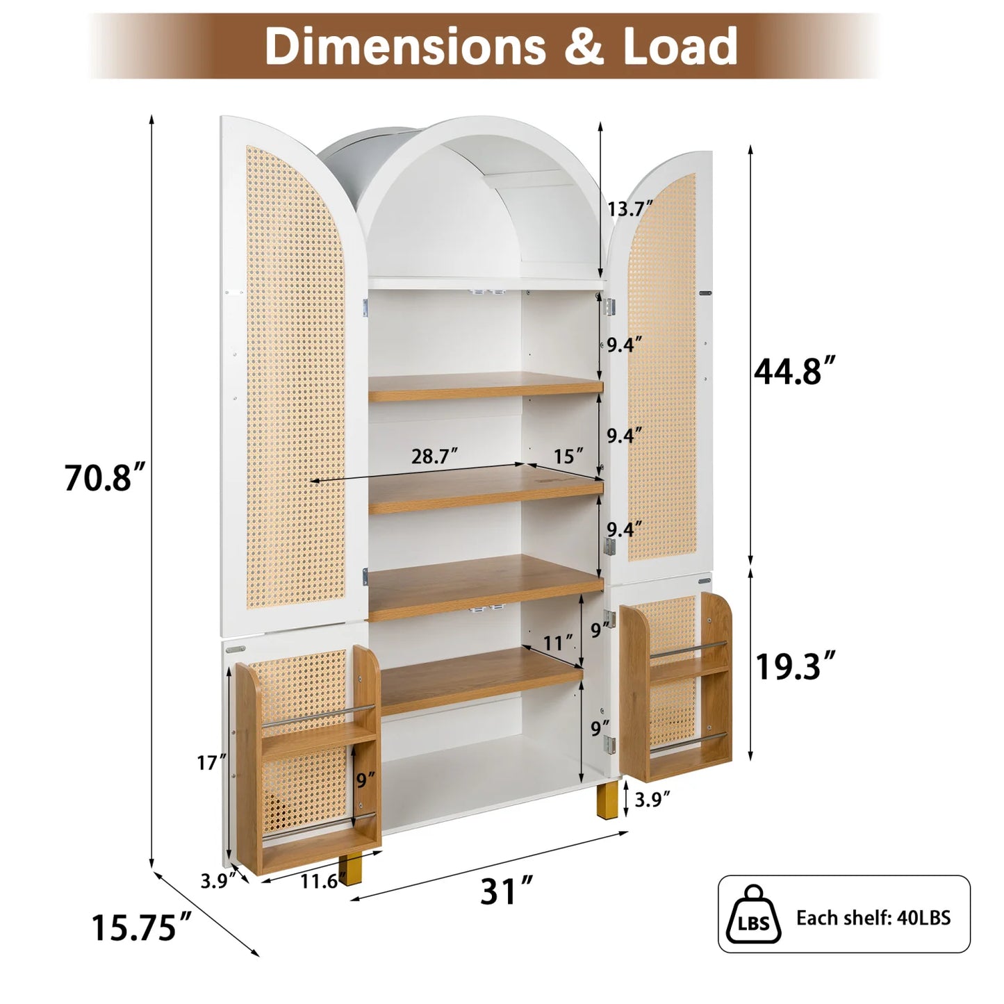 Luxury Modern Rattan Wood 2-Door Cabinet European Style for Villa
