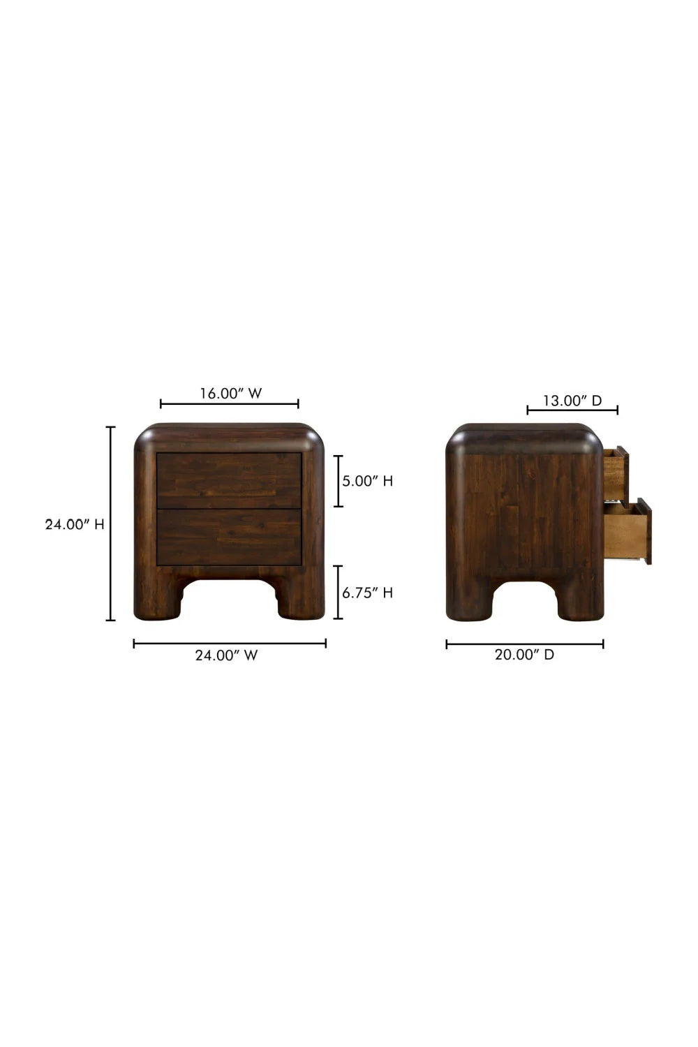 Luxury Modern Rowan 2-Drawer Nightstand European Style for Villa