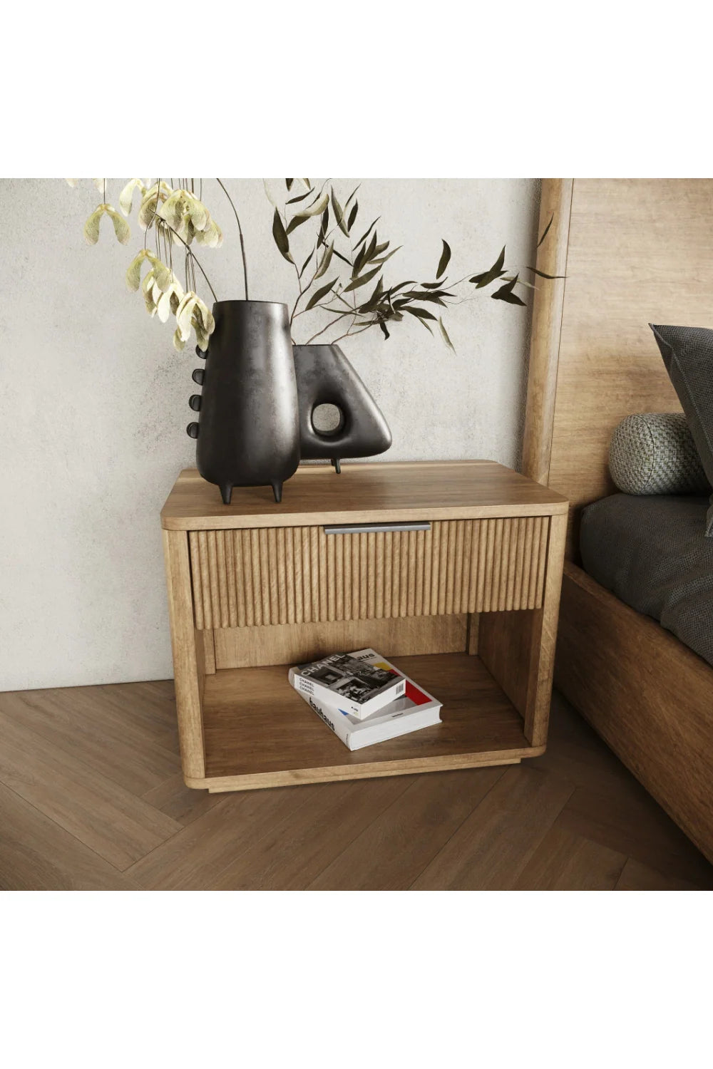 Luxury Modern Santa Monica 1-Drawer Nightstand European Style for Villa