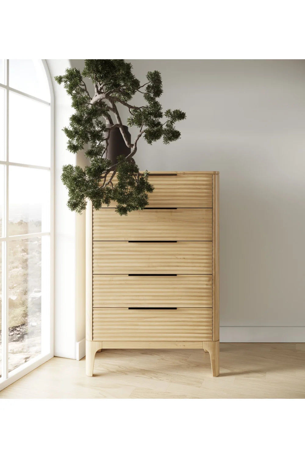 Luxury Modern Seattle Oak 5-Drawer Chest European Style for Villa