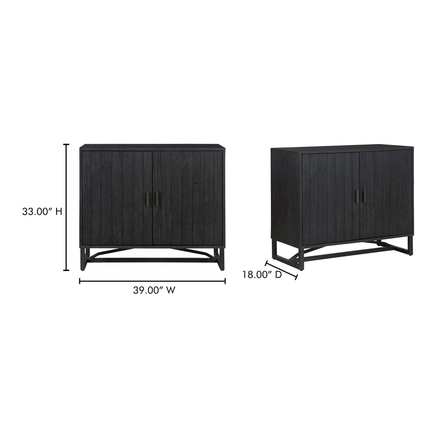 Luxury Modern Slatted Pine 2-Door Cabinet European Style for Villa