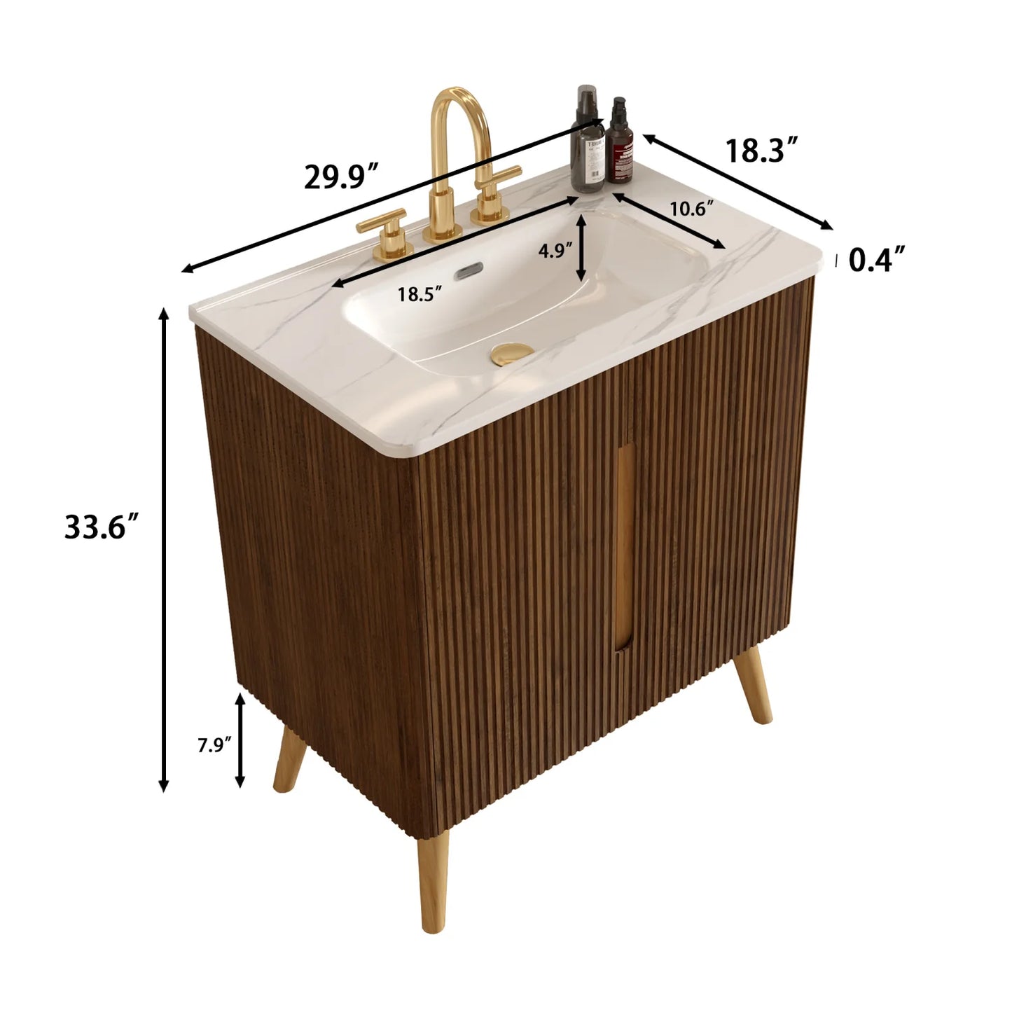 Luxury Modern Striped Walnut Bathroom Vanity European Style for Villa