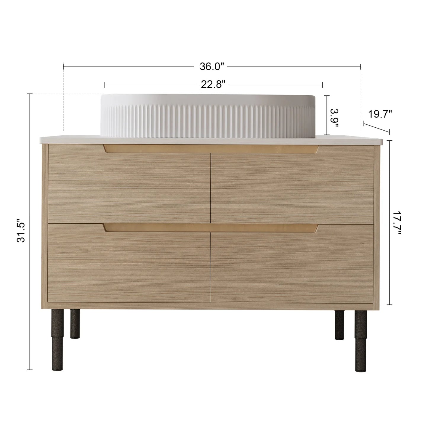 Luxury Modern Striped Wood Bathroom Vanity European Style for Villa