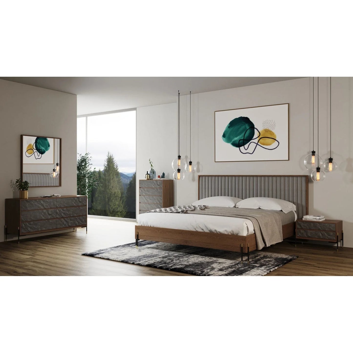 Luxury Modern Volcanic Slate 5-Drawer Chest European Style for Villa