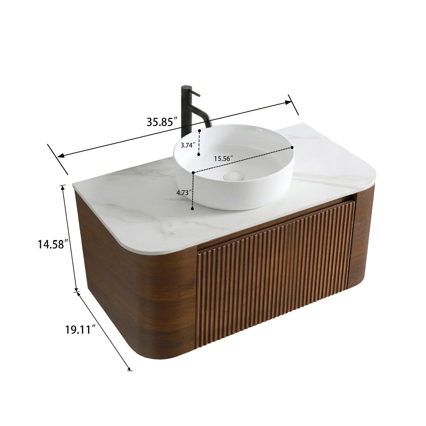Luxury Modern Walnut Bathroom Vanity European Style for Villa