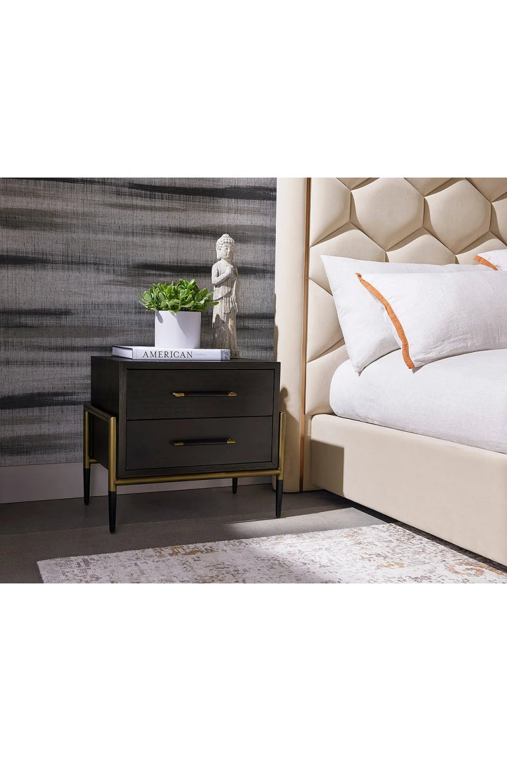 Luxury Modern Weldrick 2-Drawer Nightstand European Style for Villa