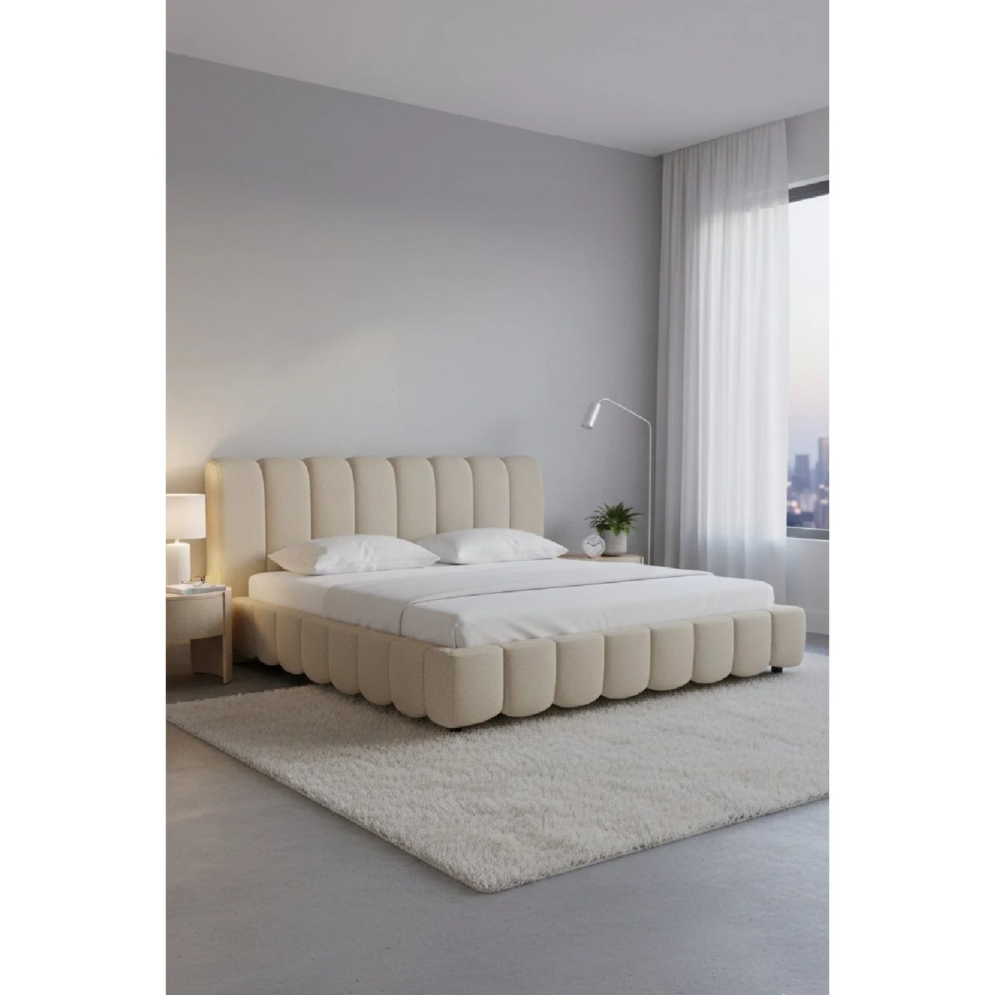 Luxury Modern White Linen Bed European Style for Villa