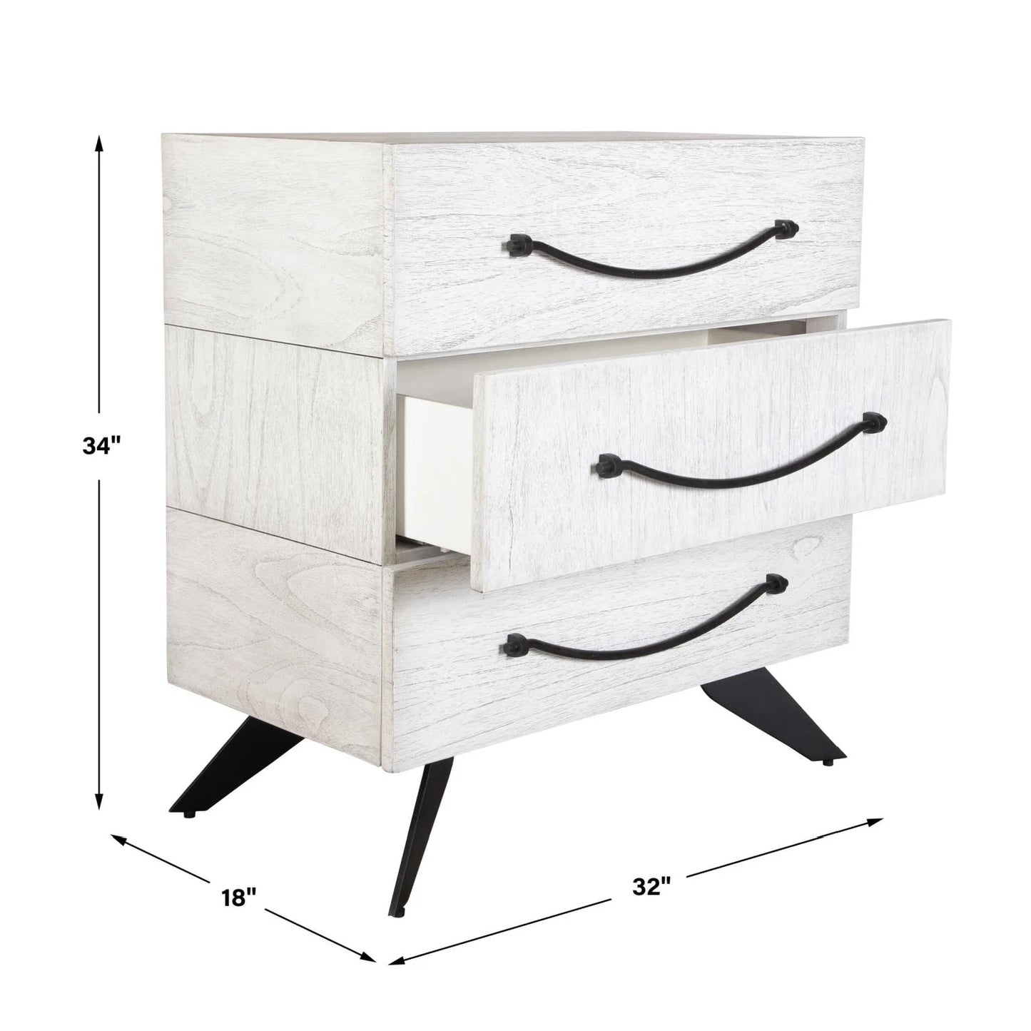 Luxury Modern White Wood 3-Drawer Chest European Style for Villa