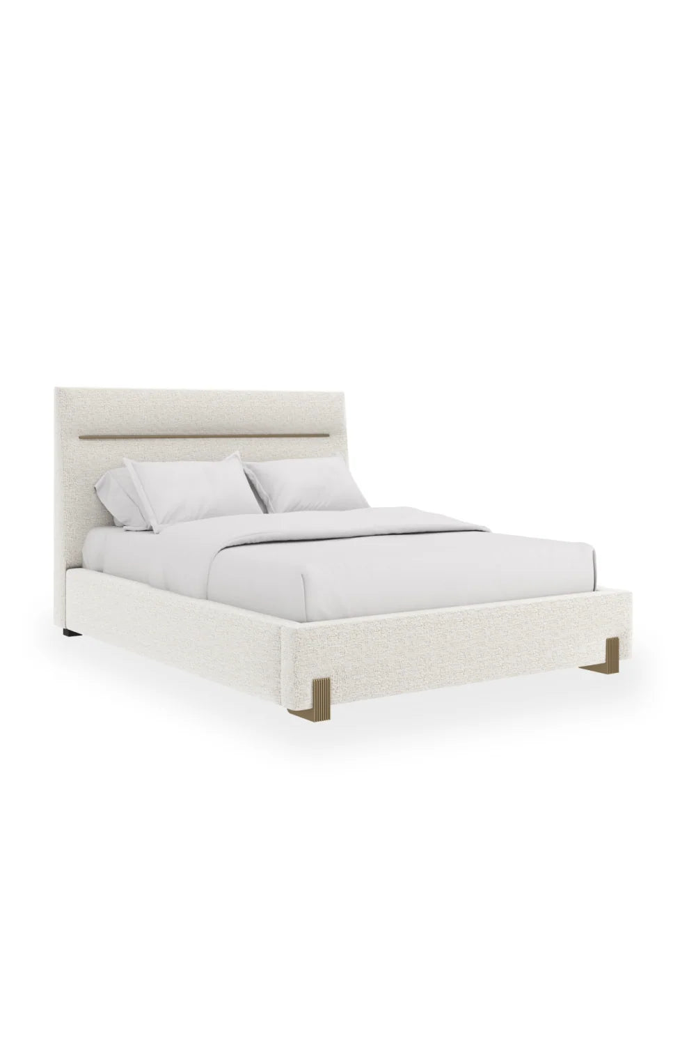 Luxury Modern White Woven Upholstered Bed European Style for Villa
