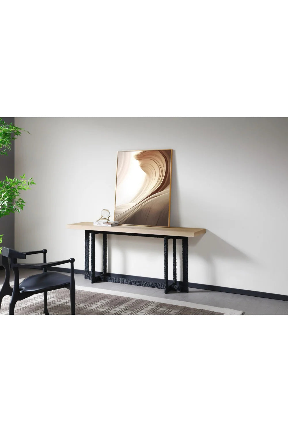 Luxury Natural Oak Veneer Console Table Modern Italian Style for Villa
