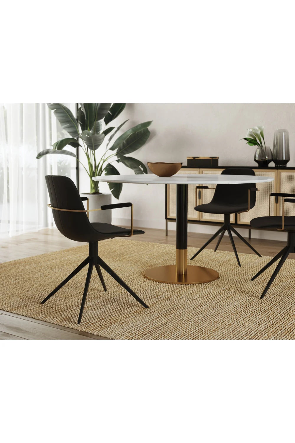 Luxury Natural Rattan 4-Door Sideboard European Style for Villa