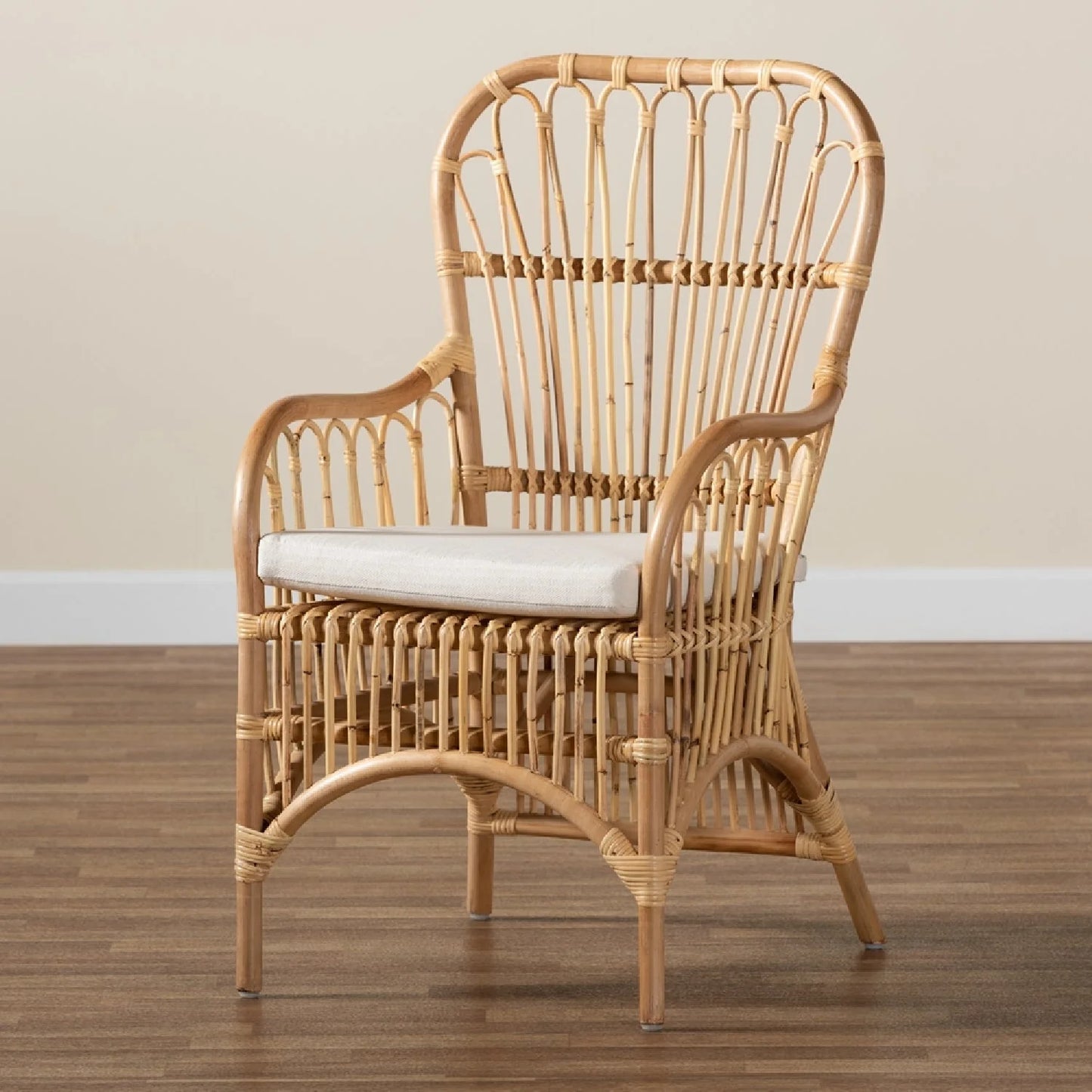 Luxury Natural Rattan Accent Chair Modern Italian Style for Villa