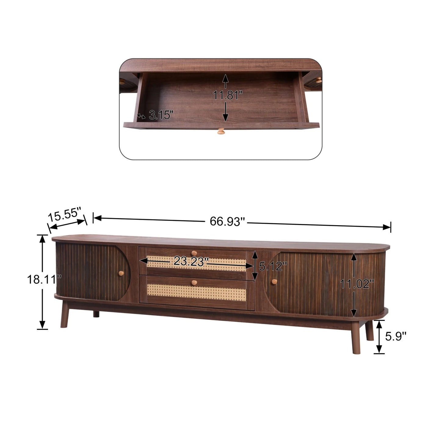 Luxury Natural Rattan Media Unit Modern Italian Style for Villa