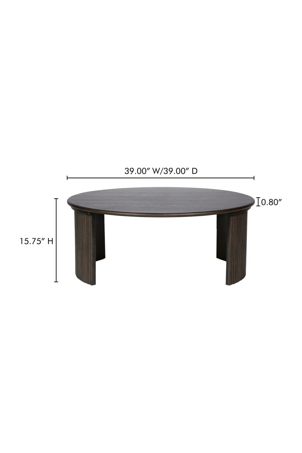 Luxury Oak Fluted Round Coffee Table Modern Italian Style for Villa