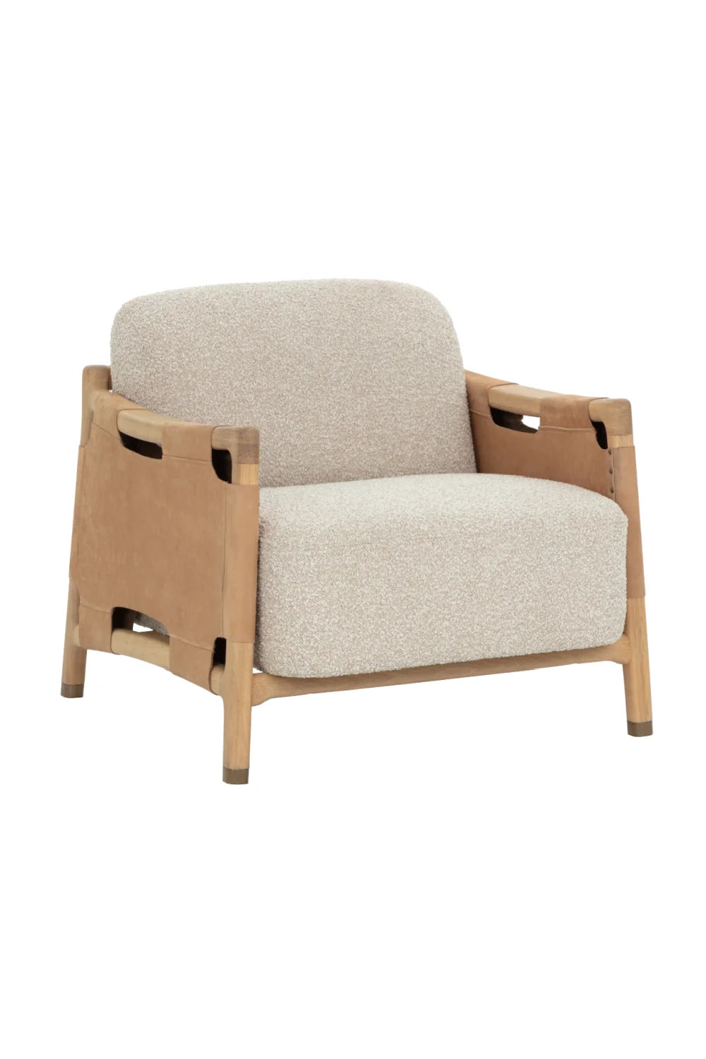 Luxury Oak Framed Lounge Chair Modern European Style for Villa