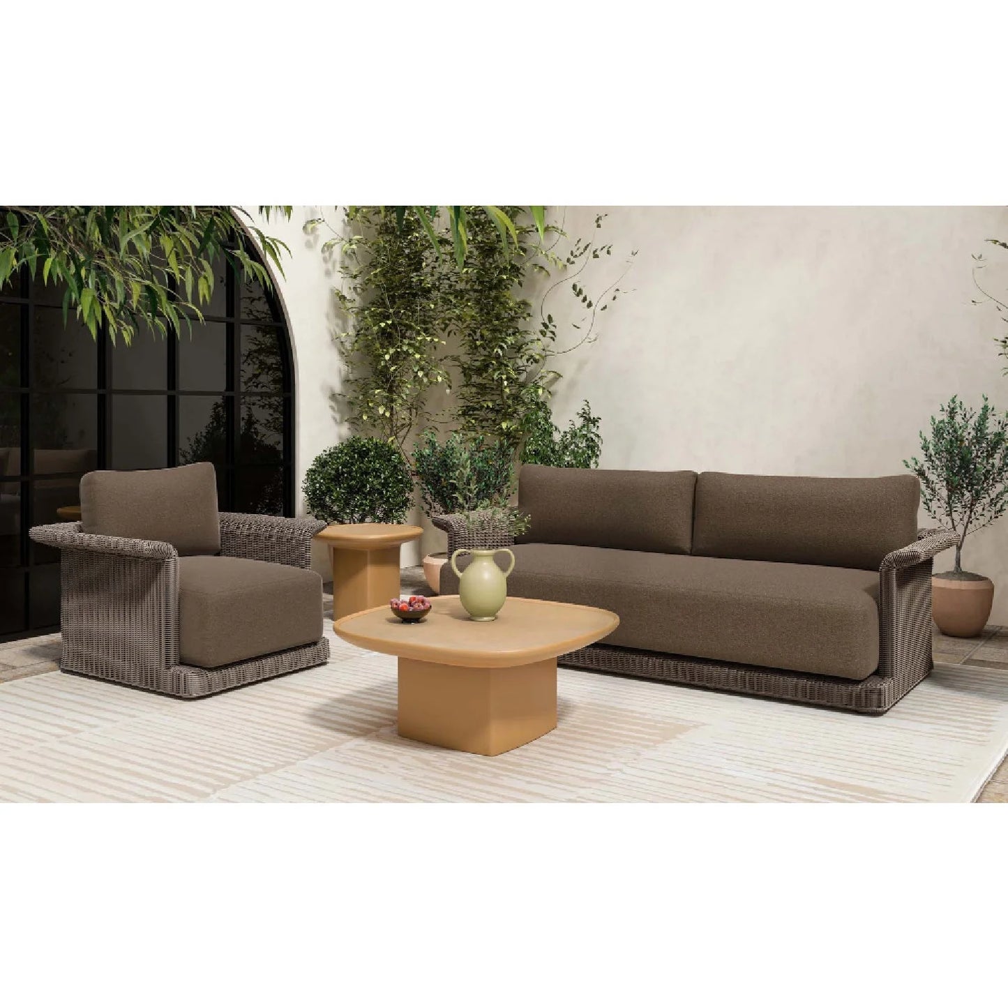 Luxury Oval Concrete Coffee Table Modern Italian Style for Villa