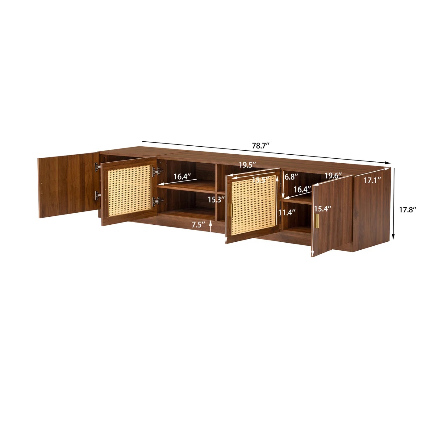 Luxury Rattan Wood TV Stand Modern Italian Style for Villa
