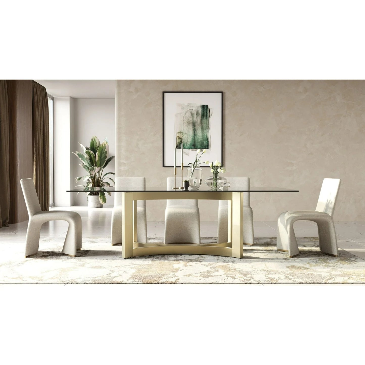Luxury Rectangular Brass Dining Table Modern Italian Style for Villa