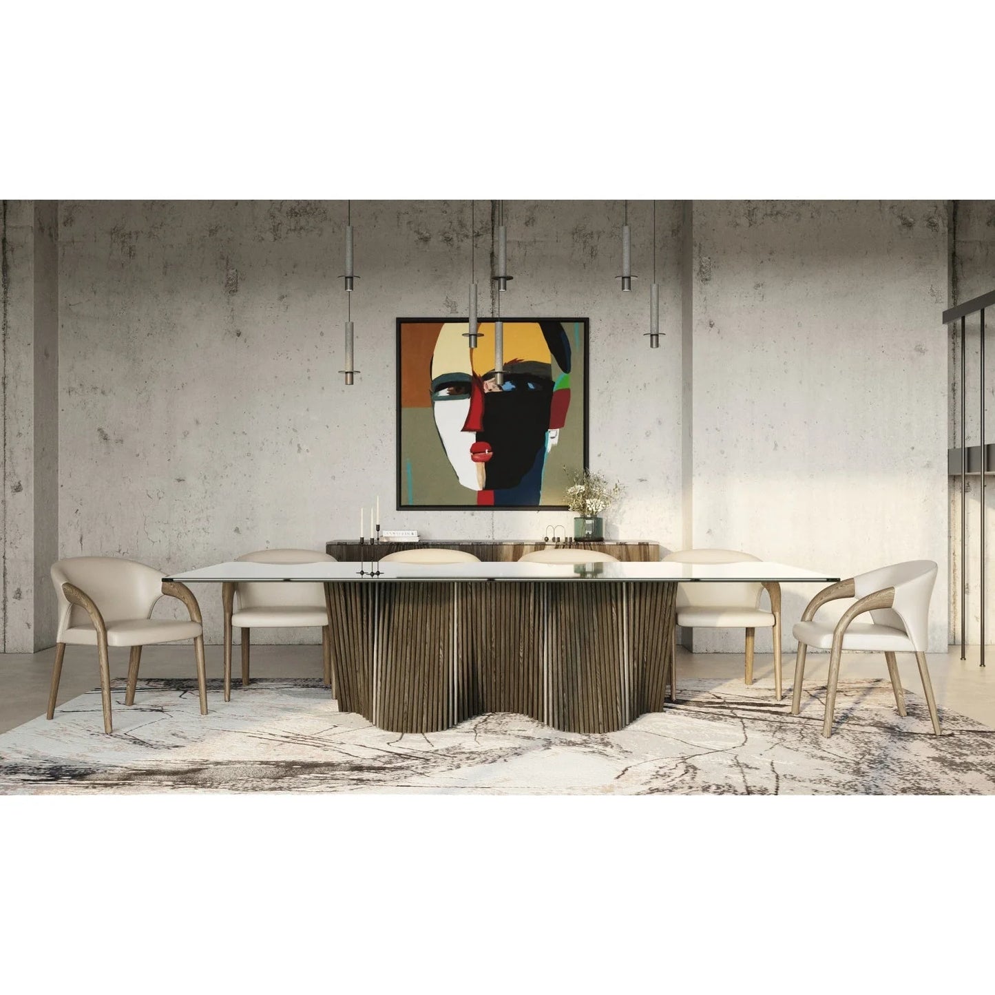 Luxury Rectangular Glass Dining Table Modern Italian Style for Villa