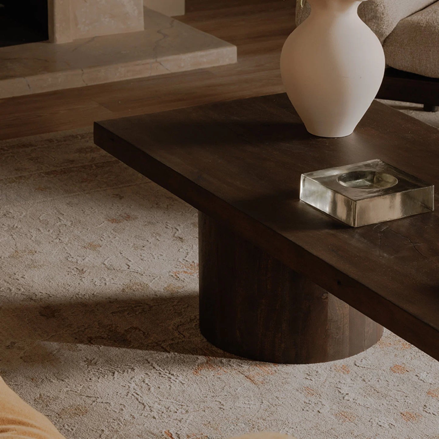 Luxury Rectangular Neem Wood Coffee Table Modern Italian Style for Villa