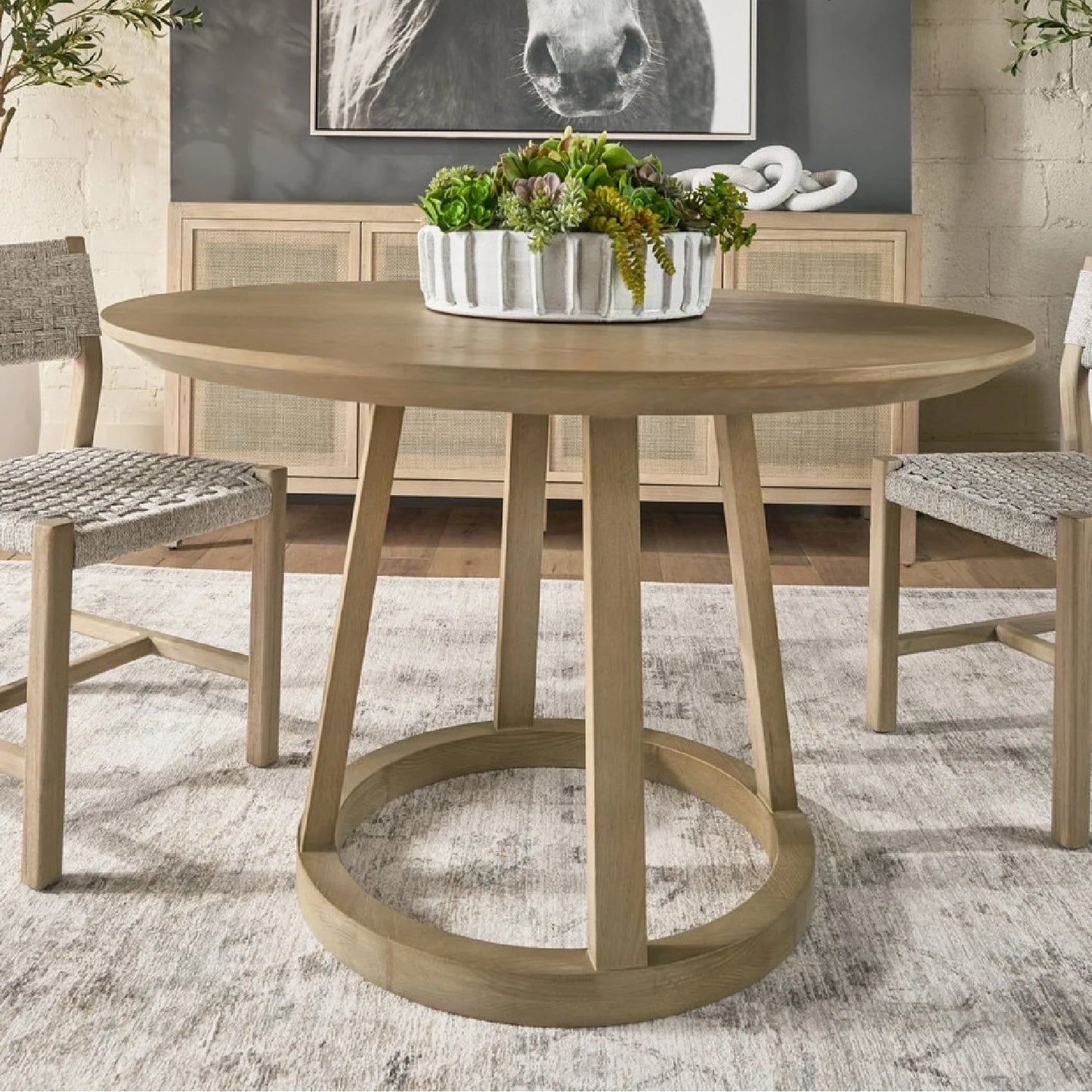 Luxury Reeves Oak Dining Table Modern Italian Style for Villa
