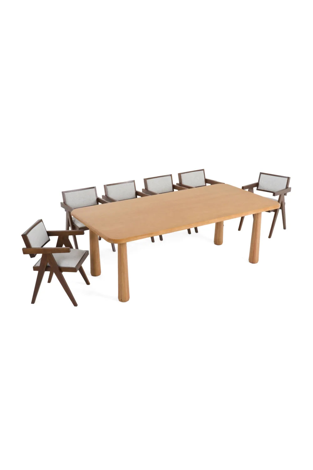 Luxury Rhea Natural Acacia Wood Rectangular Dining Table Modern Italian Style for Villa