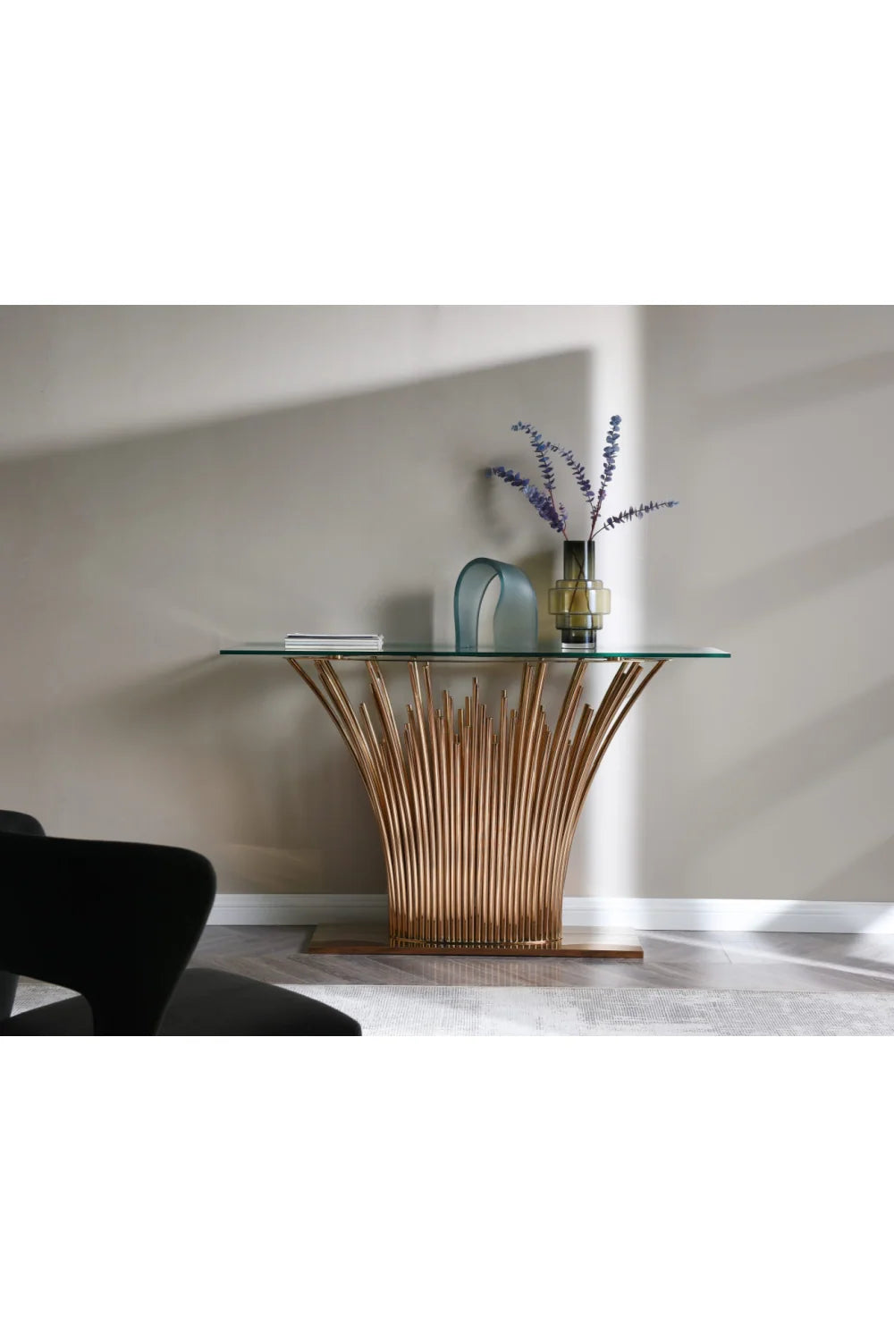 Luxury Rosegold Base Console Table Modern Italian Style for Villa