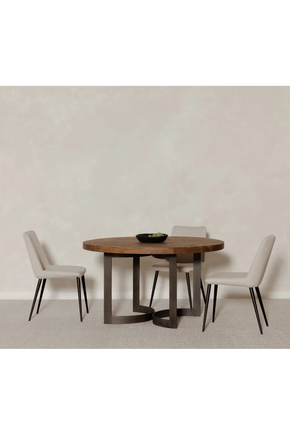 Luxury Round Brown Acacia Dining Table Modern Italian Style for Villa