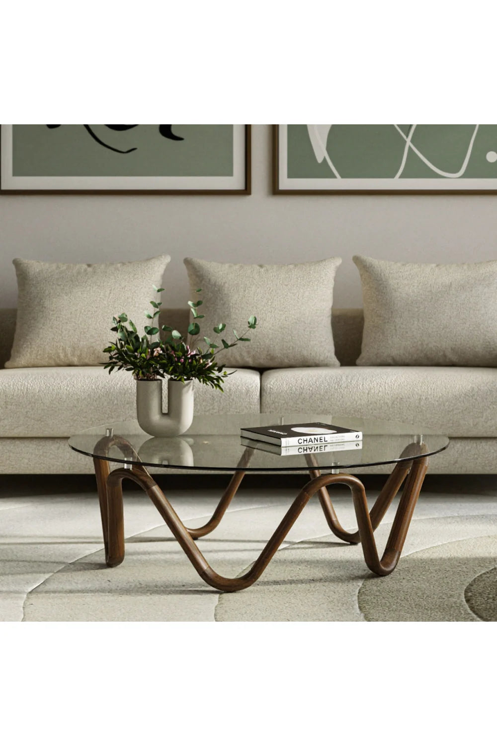 Luxury Round Glass Coffee Table Modern Italian Style for Villa