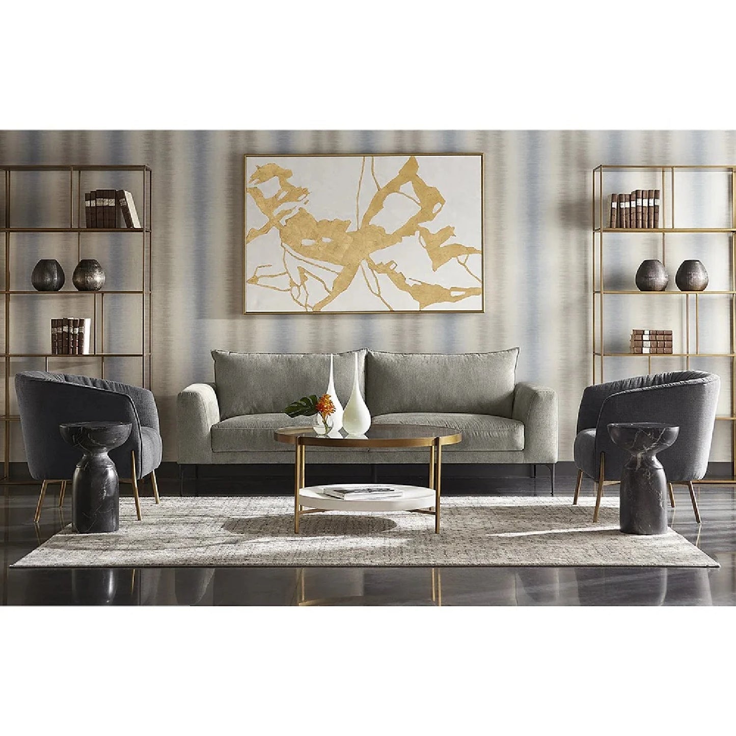 Luxury Round Glass Coffee Table Modern Italian Style for Villa