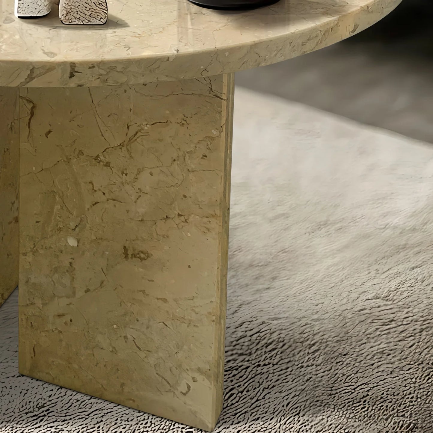 Luxury Round Natural Marble Coffee Table Modern Italian Style for Villa