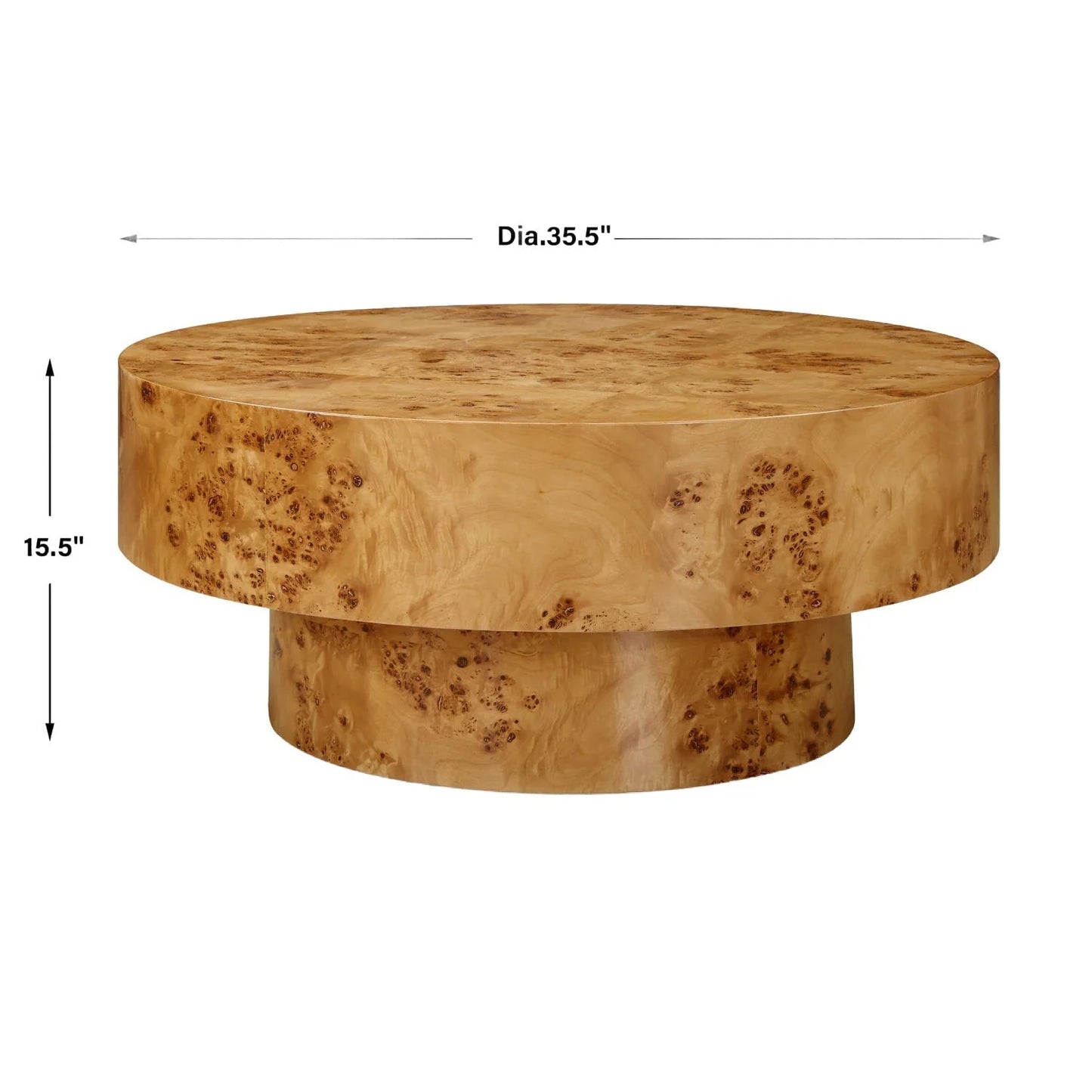 Luxury Round Poplar Burl Coffee Table Modern Italian Style for Villa