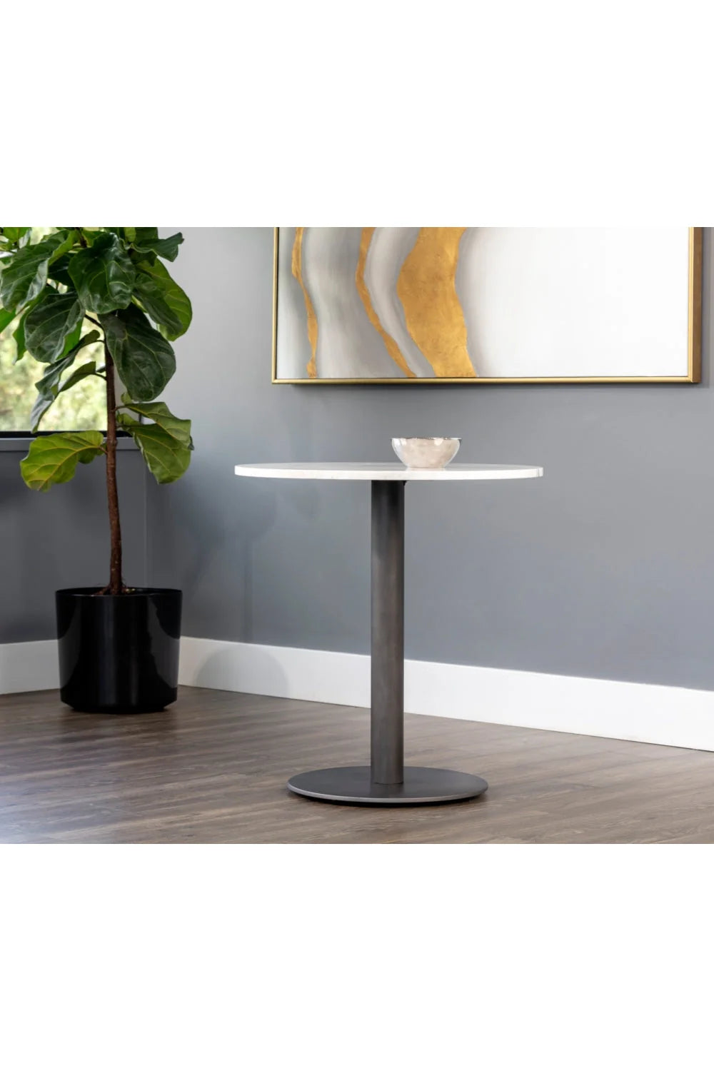 Luxury Round White Marble Bistro Table Modern Italian Style for Villa