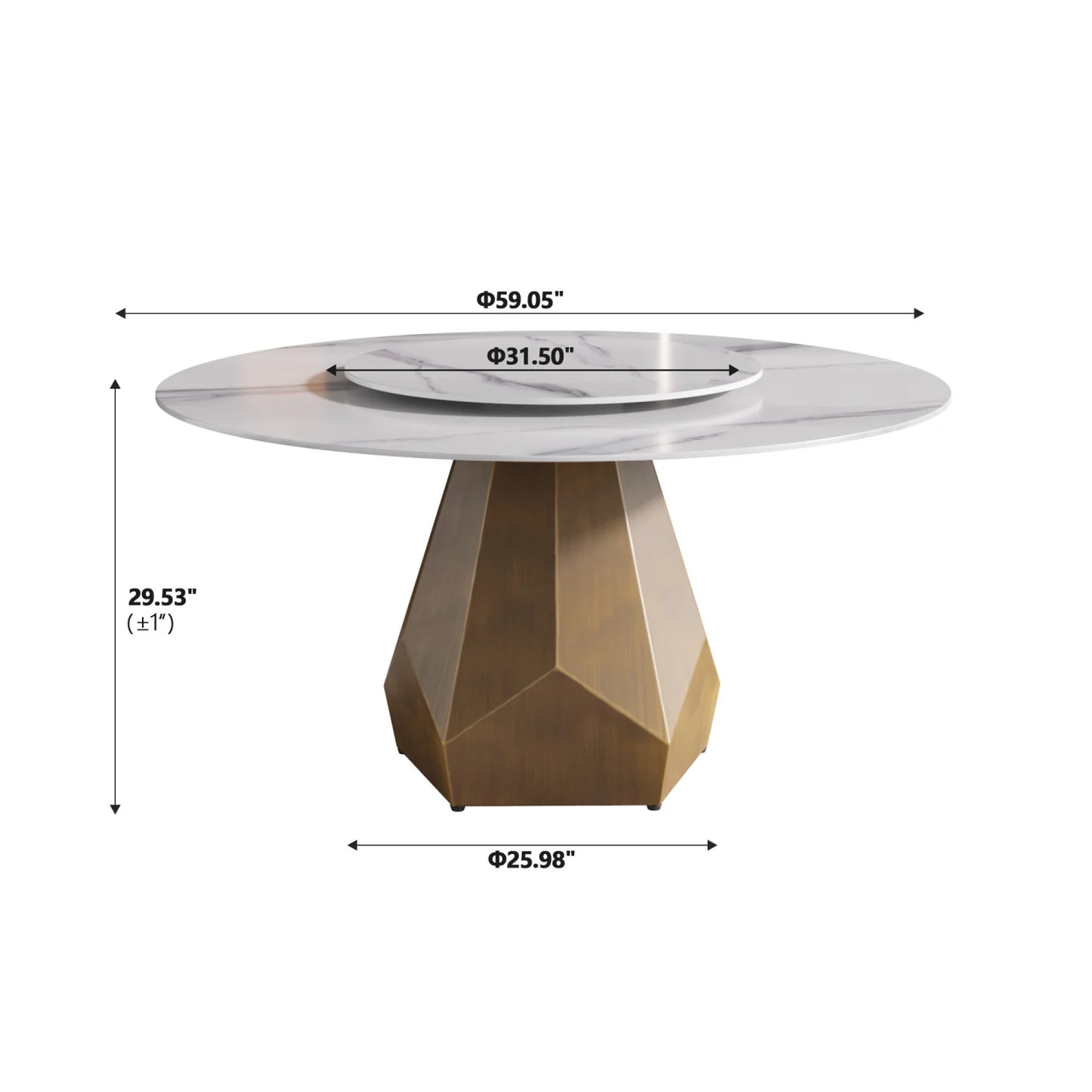 Luxury Round White Marble Dining Table Set Modern Italian Style for Villa
