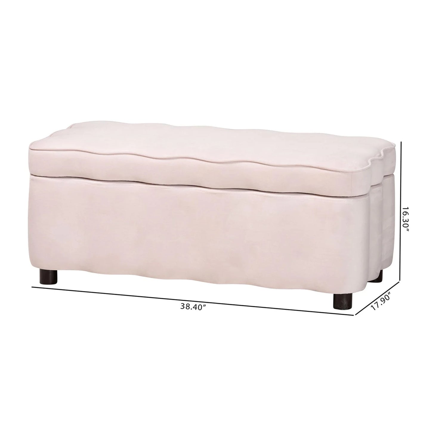 Luxury Scalloped Velvet Storage Bench European Style for Villa