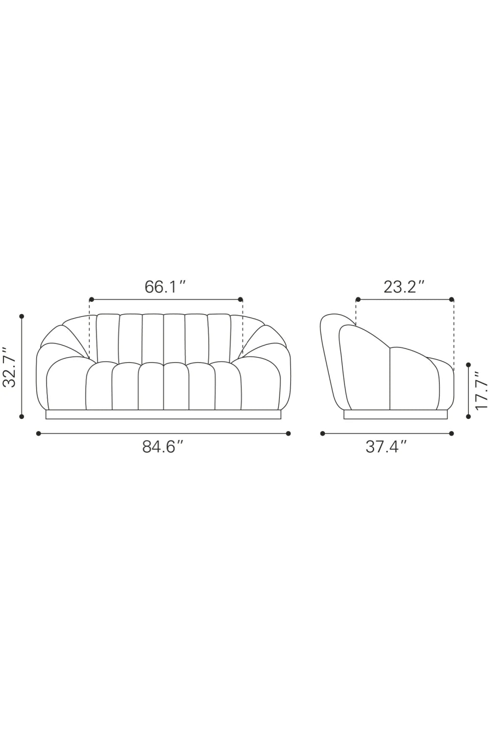 Luxury Shearling Channeled Sofa Modern Italian Style for Villa