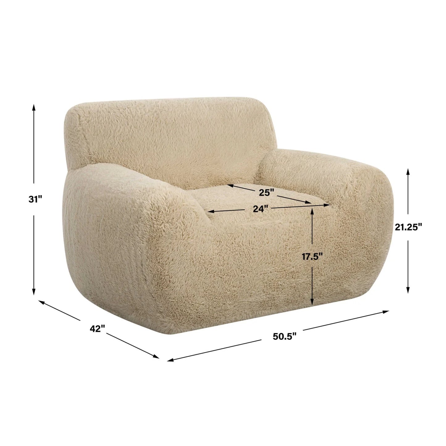 Luxury Sheepskin Accent Chair European Style for Villa