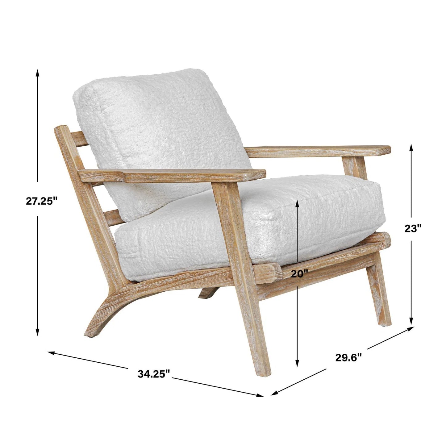 Luxury Sheepskin Cushioned Wooden Lounge Chair European Style for Villa