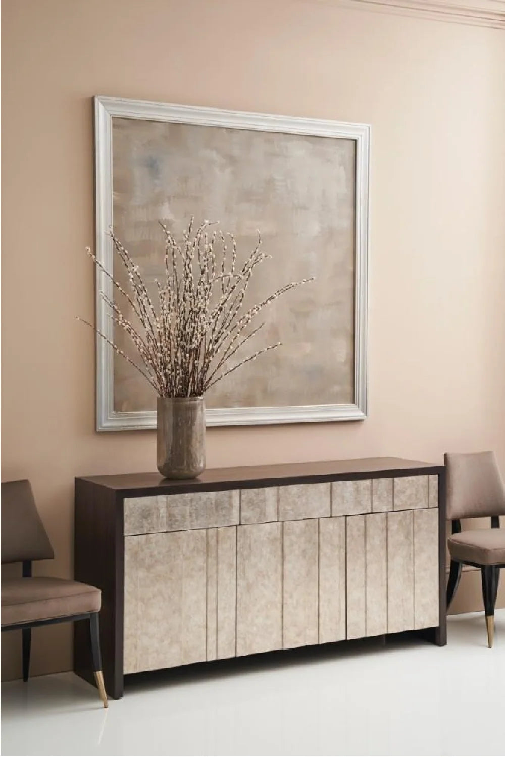 Luxury Silver Leaf Sideboard European Style for Villa