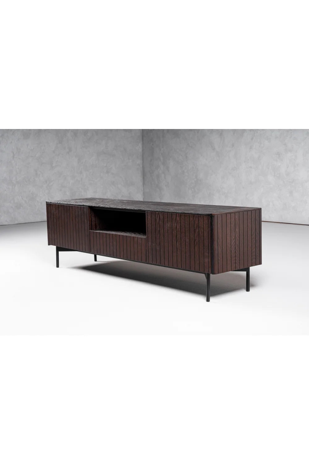 Luxury Smoked Ash TV Stand Modern Italian Style for Villa
