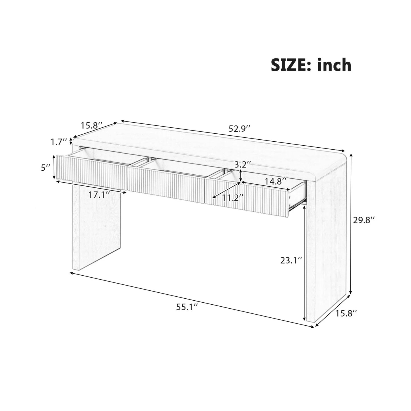 Luxury Solid Wood Veneer Console Table Modern Italian Style for Villa