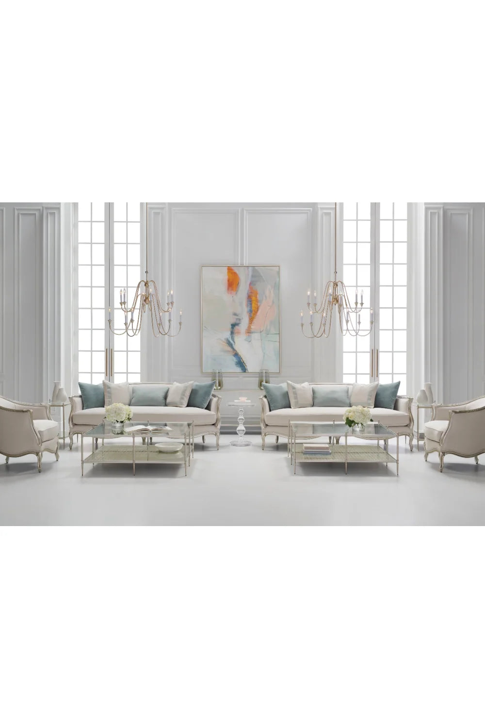 Luxury Square Glass Metal Cocktail Table Modern Italian Style for Villa