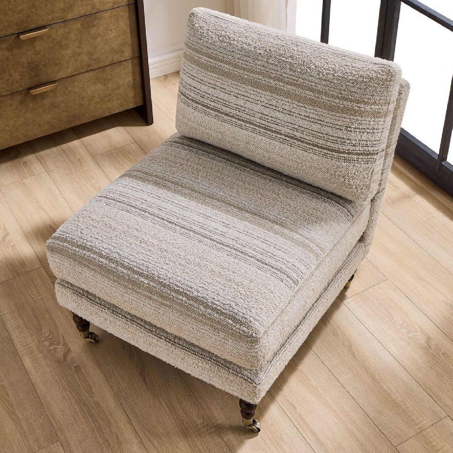 Luxury Striped Boucle Accent Chair European Style for Villa